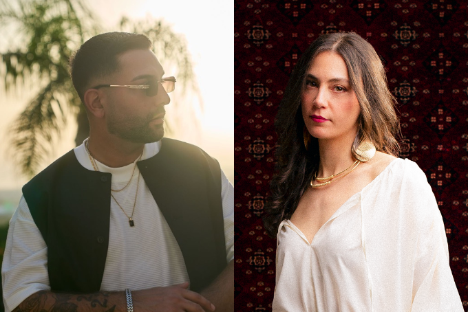Das Bild zeigt die Musiker*innen Bobby Sayyar und Emisa