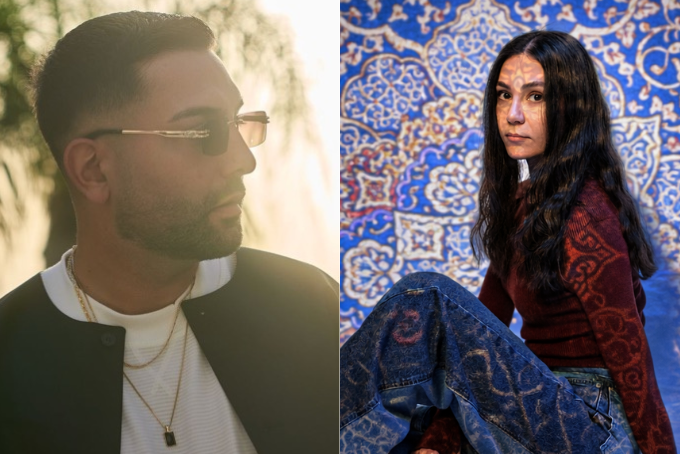 Das Bild zeigt die Musiker*innen Bobby Sayyar und Emisa